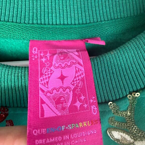 Queen of Sparkles Colorblock Reindeer Embellished Holiday Dress Size Small - Picture 10 of 10